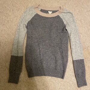 J. Crew Gray and Tan Crew Neck Sweater great condition